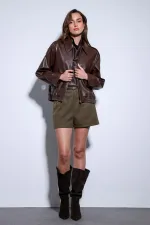 Veste bomber en similicuir Antioch Coffee