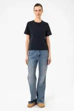 Antioch Navy Blue Women's Crew Neck Basic T-Shirt