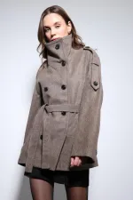 Manteau Antioch en vison à col montant et double boutonnage pour femme