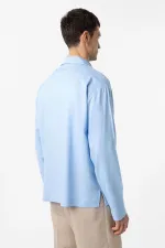 Chemise homme Antioch bleu clair en lin mélangé, coupe décontractée