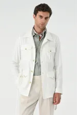 Veste de saison en lin écru pour homme avec ceinture Antioch