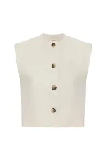 Antioch Ekru Keten Karışımlı Kadın Yelek