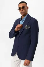 Antioch Navy Blue Unlined Men's Blazer Jacket with Patch Pockets