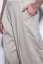 Antioch Bej Pileli Palazzo Kadın Pantolon