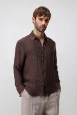 Antioch Coffee Crinkled Relax Fit Men's Shirt