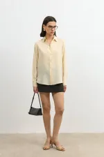 Chemise rayée Antioch jaune 100 % lyocell pour femme avec mouchoir