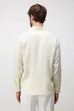 Antioch Sarı 100% Keten Relax Fit Erkek Gömlek