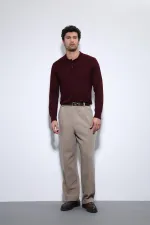 Pull homme à col polo bordeaux Antioch
