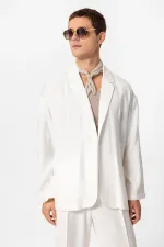 Antioch Ekru Oversize Astarsız Erkek Blazer Ceket