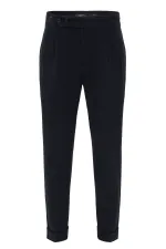 Pantalon homme Antioch bleu marine à taille haute plissée et coupe carotte