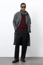 Manteau homme Antioch gris coupe décontractée à chevrons