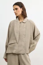 Antioch Bej Özel Dik Yaka Kadın Gömlek