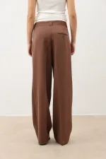 Antioch Coffee Pens Detail Wide Leg Women's Trousers
