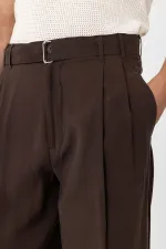 Antioch Kahve Modal Kumaş Relax Fit Kemerli Erkek Pantolon