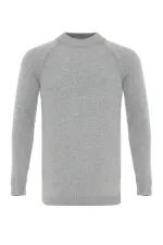 Antioch Gri Melanj Bisiklet Yaka Slim Fit Triko Kazak