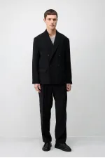 Veste blazer pour homme Antioch en mélange modal noir, coupe décontractée