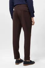 Antioch Coffee High Waist Pleated Carrot Fit Men's Trousers