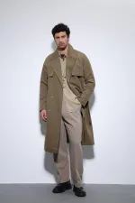 Trench-coat croisé Antioch kaki clair avec ceinture