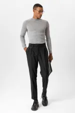 Pull en maille pour homme Antioch Grey Melange à col roulé semi-roulé