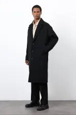 Antioch Black Wool Blend Oversize Men's Coat