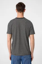 Antioch Siyah Regular Fit Çizgili Erkek T-Shirt