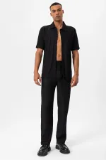 Antioch Black Corduroy Short-Sleeved Men's Shirt