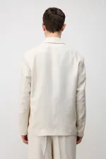 Veste blazer pour homme Antioch Cream en mélange modal, coupe décontractée