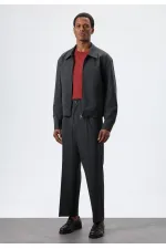 Antioch Antrasit Relax Fit Çizgili Erkek Pantolon