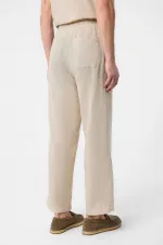 Antioch Beige Linen Blend Men's Jogger Pants