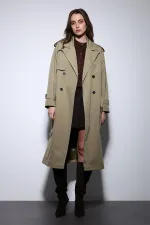 Trench-coat Antioch kaki croisé à ceinture pour femme