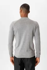 Pull en maille pour homme Antioch Grey Melange à col roulé semi-roulé