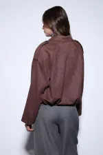 Antioch Kahve Süet Görünümlü Bomber Kadın Mont