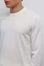 Pull basique pour homme Antioch Ecru à texture douce