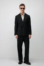 Costume rayé noir Antioch coupe décontractée pour homme