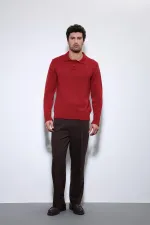 Pull basique pour homme à col polo rouge Antioch