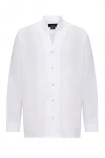 Antioch White Mandarin Collar Long-Sleeved Men's Shirt