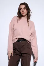 Pull en laine mélangée rose poudré Antioch pour femme