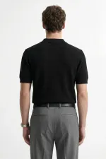 T-shirt homme Antioch noir en maille texturée à col polo