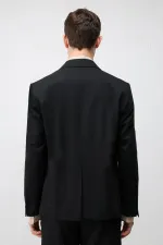 Veste blazer Antioch noire à double boutonnage et coupe décontractée pour homme