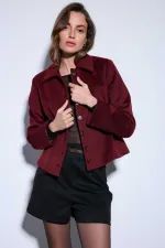 Antioch Burgundy Shirt Collar Short Cashmere Jacket