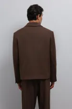 Antioch Kahve Kruvaze Relax Crop Fit Blazer Ceket