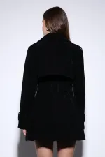 Antioch Black Suede Look Women's Trench Coat