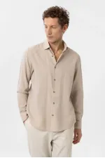 Antioch Beige Linen Blend Men's Shirt
