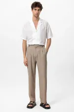 Pantalon ample taille haute beige foncé Antioch pour homme