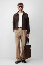 Antioch Men's Jacket with Coffee Texture and Zipper