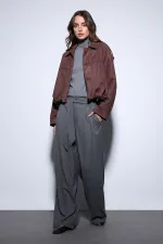 Antioch Kahve Süet Görünümlü Bomber Kadın Mont