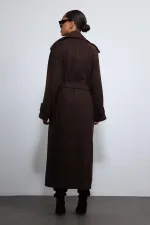 Antioch Kahve Oversize Kemerli Kaban