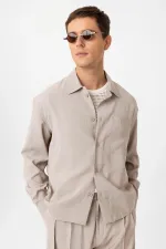 Antioch Bej Relax Fit Modal Kumaş Erkek Gömlek