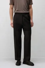 Antioch Koyu Kahve Pileli Relaxed Fit Erkek Pantolon