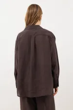 Antioch Dark Brown Draped Oversize Women's Shirt